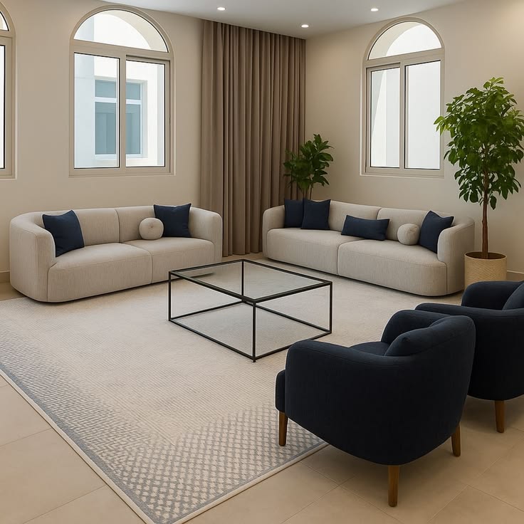 Salon arrondi – 2 canapés et 2 fauteuils